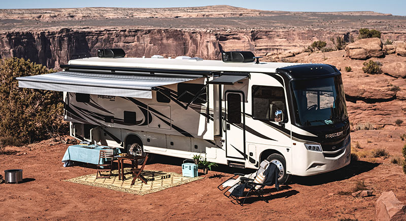 Photo of a Jayco Precept class A motorhome.