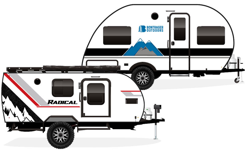 Illustration of two teardrop campers by Bontrager Outdoors.