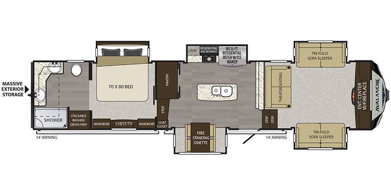 floorplan image of 2020 KEYSTONE RV AVALANCHE 383 FL