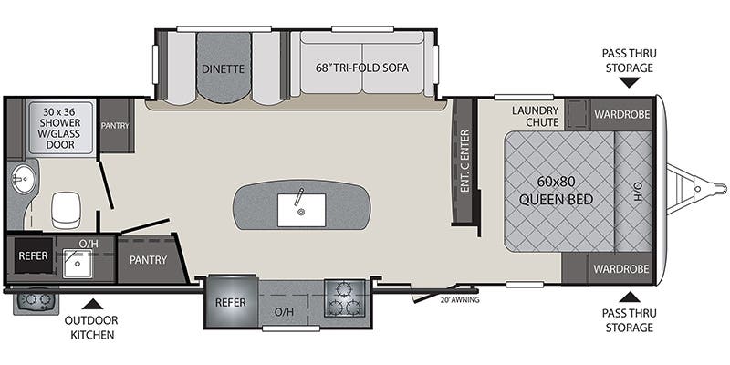 floorplan image of 2019 KEYSTONE RV PREMIER BULLET ULTRA LIGHT 26 RB