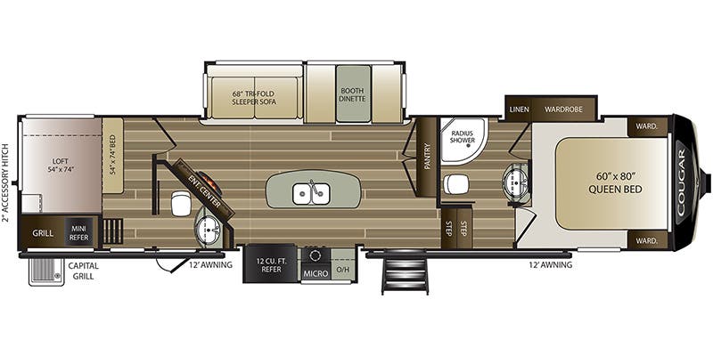 floorplan image of 2022 KEYSTONE RV COUGAR PREMIUM 364 BHL