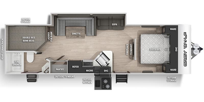 floorplan image of 2022 FOREST RIVER GREY WOLF BLACK LABEL 26 DBHBL