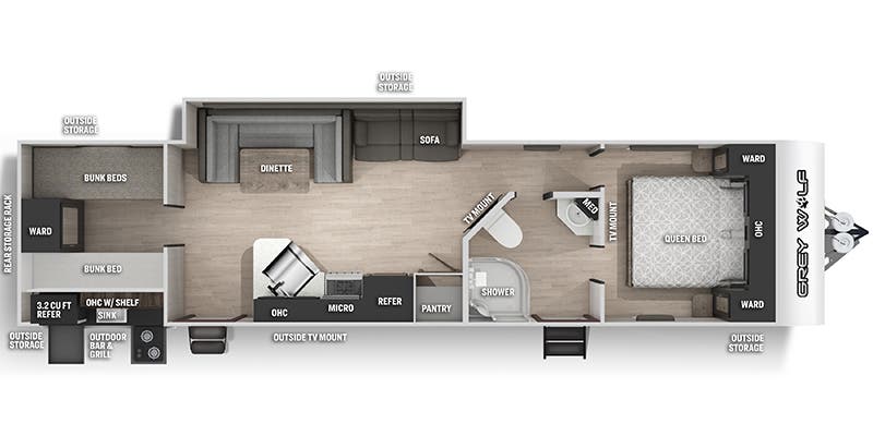 floorplan image of 2021 FOREST RVER GREY WOLF 29 TE