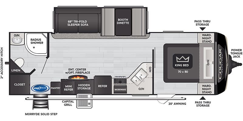 floorplan image of 2023 KEYSTONE RV COUGAR HALF-TON 26 RBS