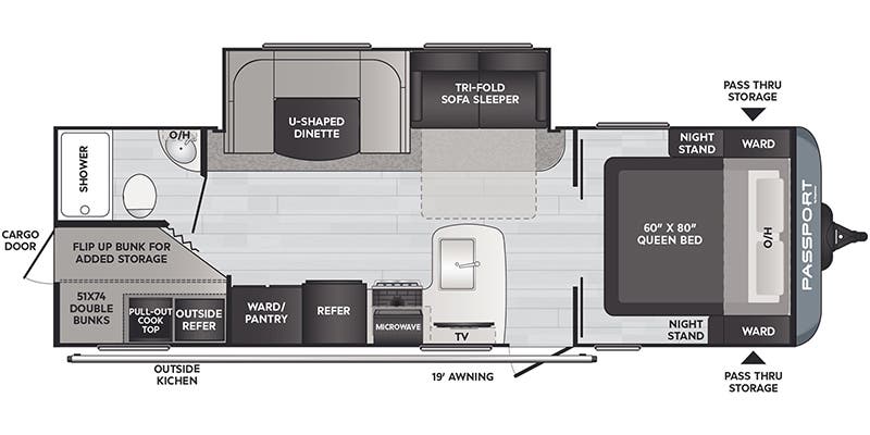 floorplan image of 2024 KEYSTONE RV PASSPORT SL 264 BH
