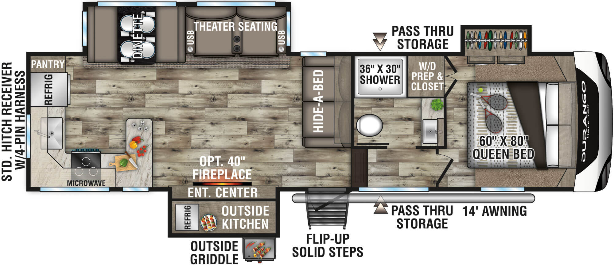 floorplan image of 2022 KZ RV DURANGO HALF-TON 256 RKT