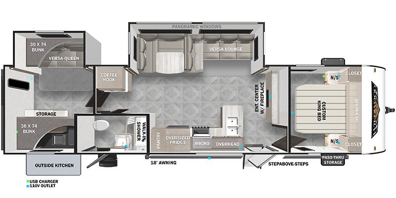 floorplan image of 2023 FOREST RIVER WILDWOOD PLATINUM 32 BHDS