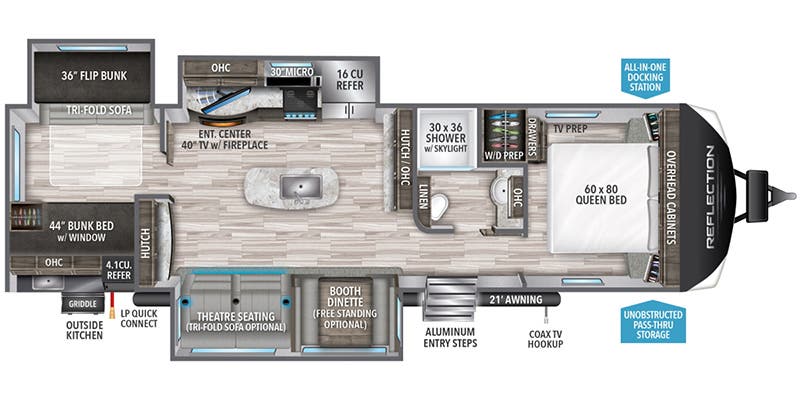 floorplan image of 2023 GRAND DESIGN REFLECTION 312 BHTS