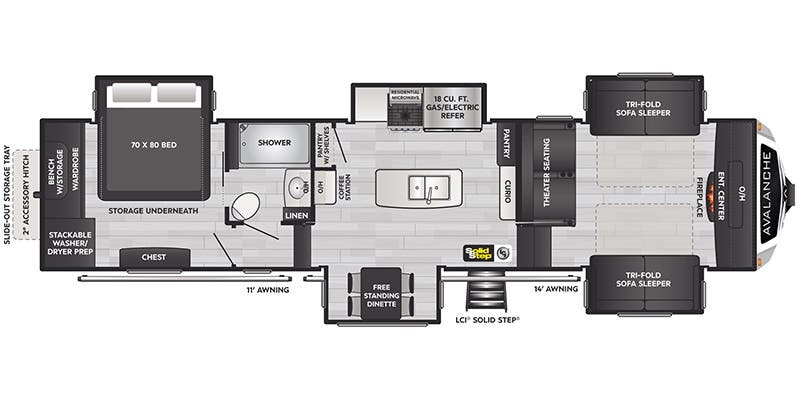 floorplan image of 2023 KEYSTONE RV AVALANCE 360 FL