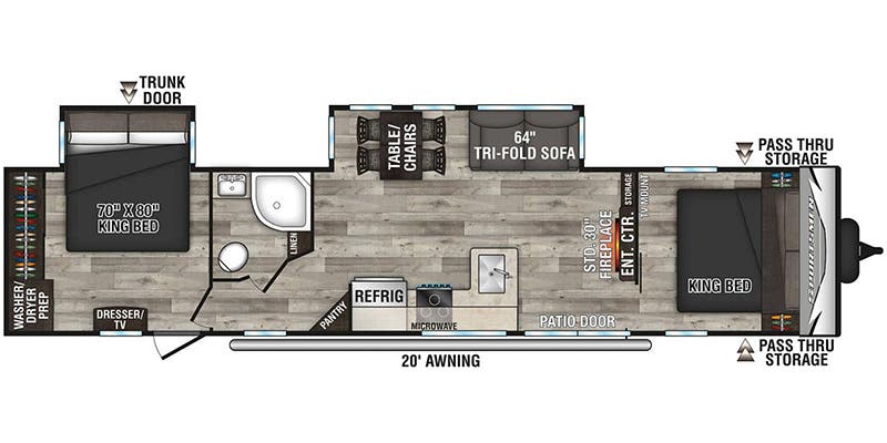 floorplan image of 2024 KZ RV SPORTSMEN 362 DB