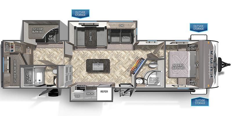 floorplan image of 2025 PALOMINO PUMA 32 BH2B