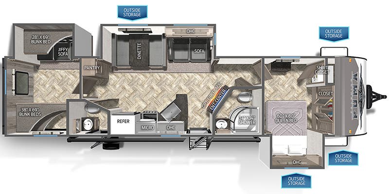 floorplan image of 2025 FOREST RIVER PUMA 32 BHQS