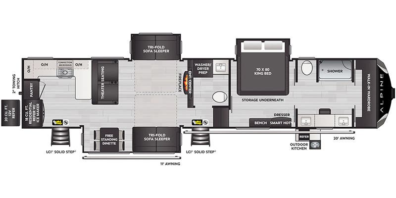 floorplan image of 2025 KEYSTONE RV ALPINE 3910 RK