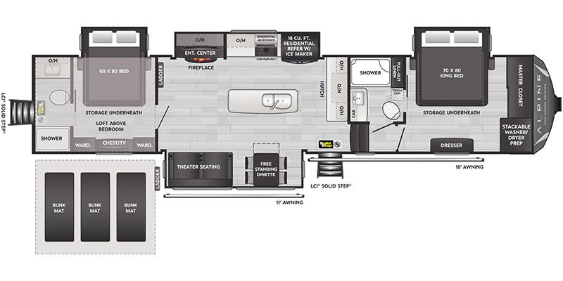 floorplan image of 2025 KEYSTONE RV ALPINE AVALANCHE EDITION 390 DS