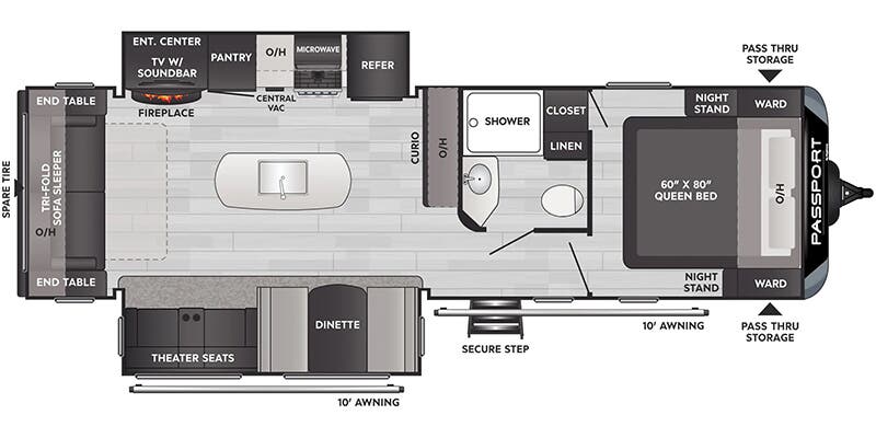 floorplan image of 2025 KEYSTONE RV PASSPORT SUPER LITE 2870 RL