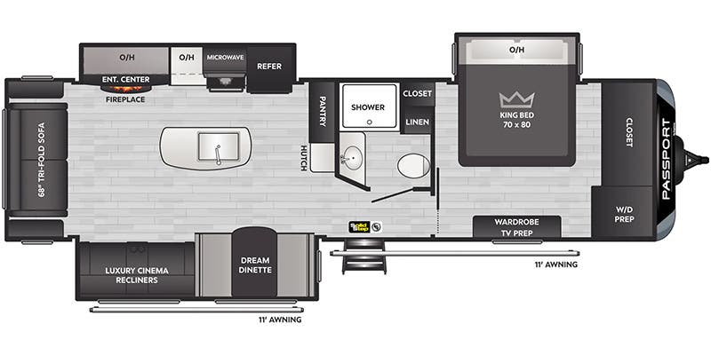 floorplan image of 2025 KEYSTONE RV PASSPORT 3100 RE