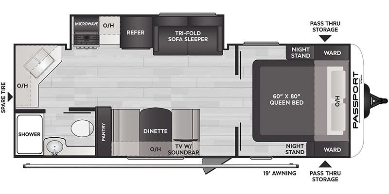 floorplan image of 2025 KEYSTONE RV PASSPORT SL 224 RK