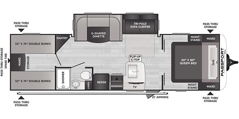 floorplan image of 2024 KEYSTONE RV PASSPORT SL 284 QB
