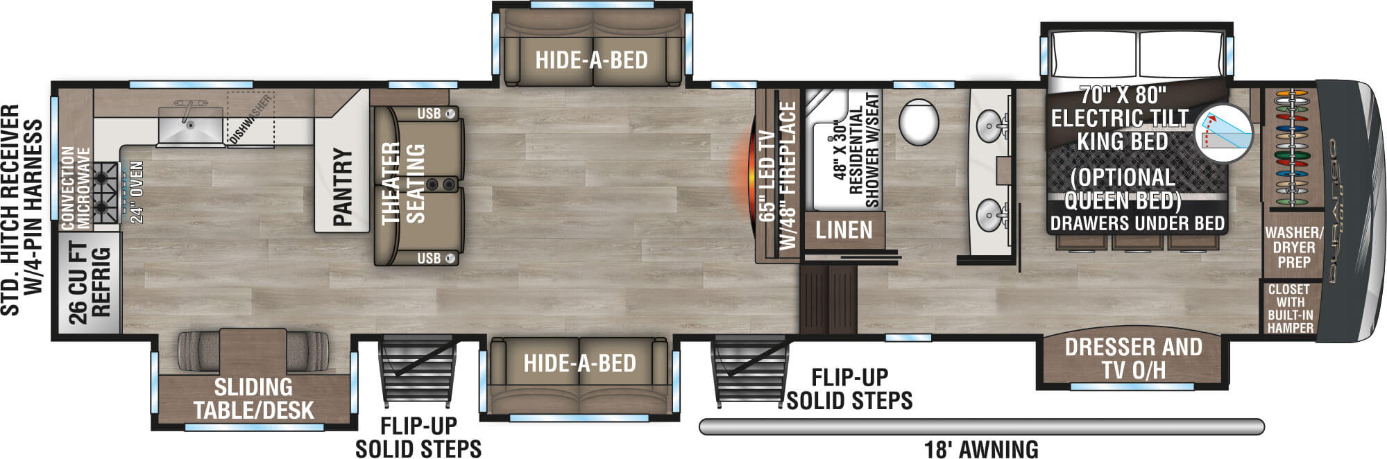 floorplan image of 2025 KZ RV DURANGO GOLD 391 RKF