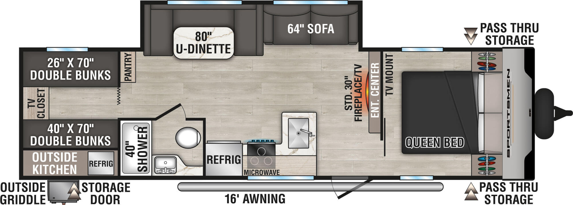 floorplan image of 2025 KZ RV SPORTSMEN SE 301 BHKSE