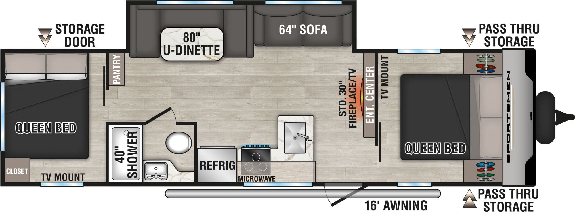 floorplan image of 2025 KZ RV SPORTSMEN SE 301 DBSE