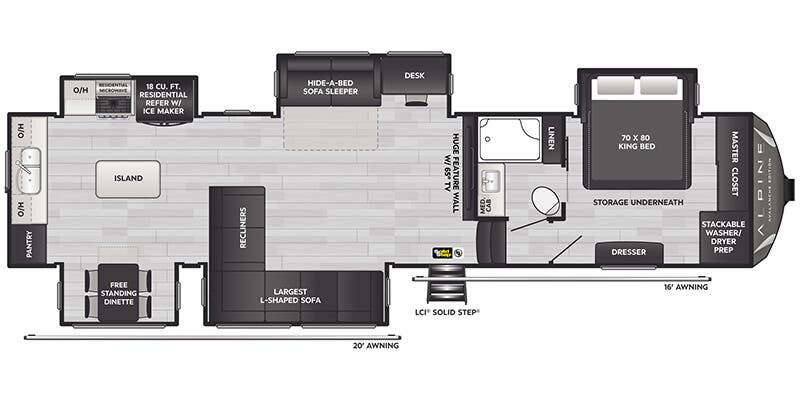 floorplan image of 2025 KEYSTONE RV ALPINE AVALANCHE EDITION 366 LS