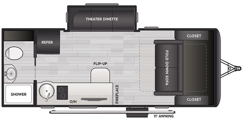 floorplan image of 2025 KEYSTONE RV REIGN 18 RB