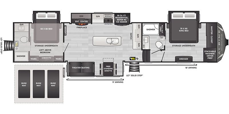 floorplan image of 2024 KEYSTONE RV ALPINE AVALANCHE EDITION 390 DS