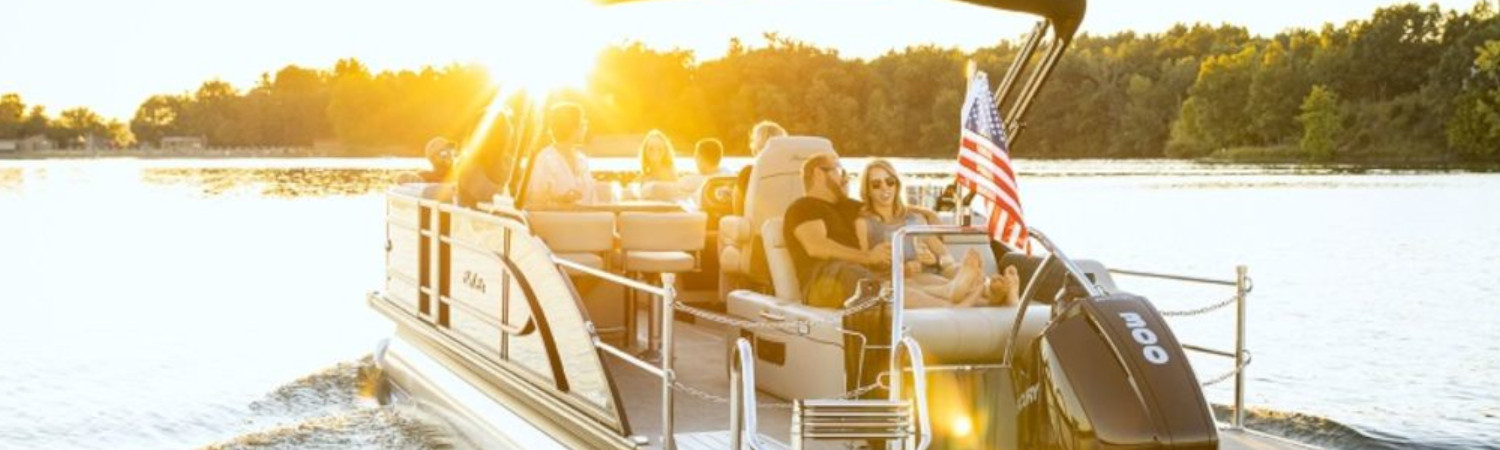 People on a pontoon boat