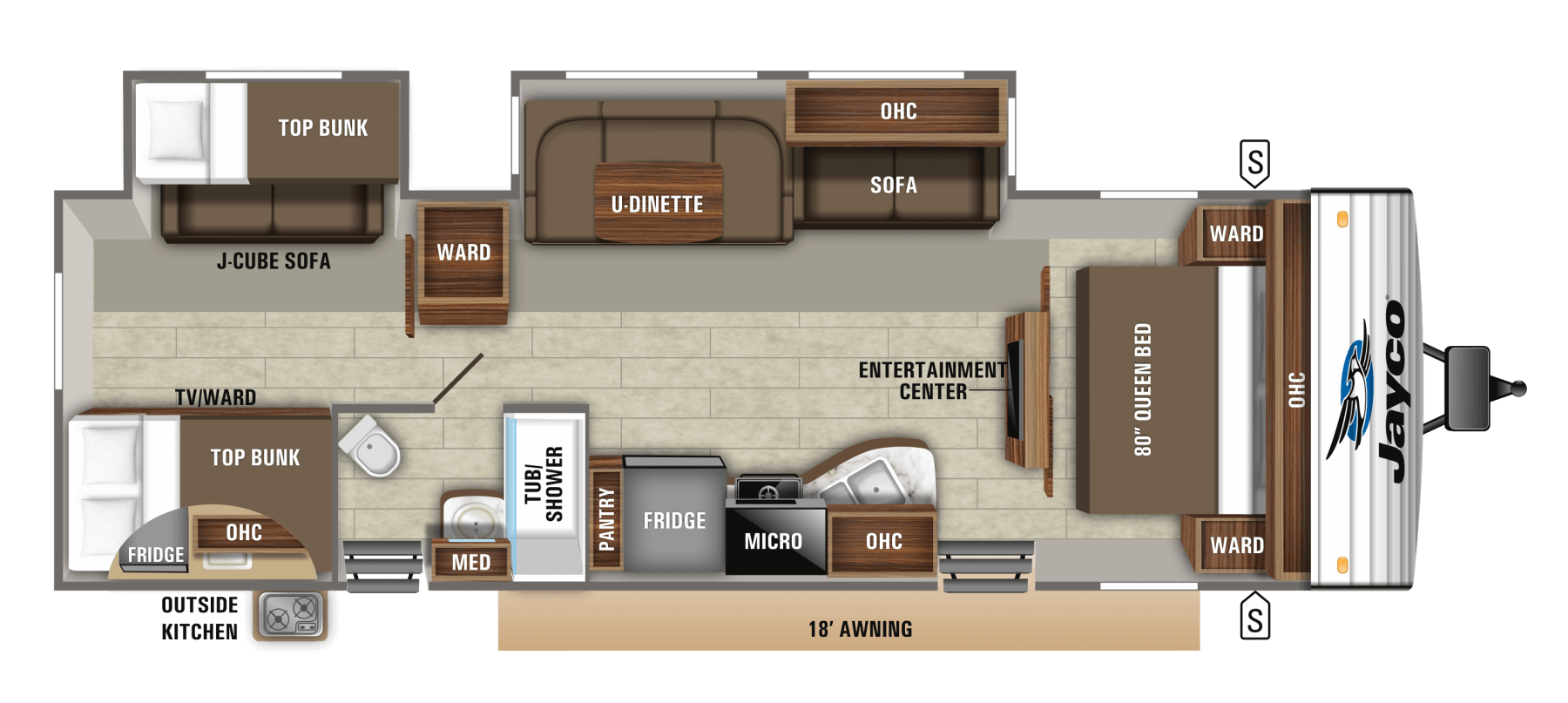 floorplan image of 2019 JAYCO JAY FLIGHT 32BHDS