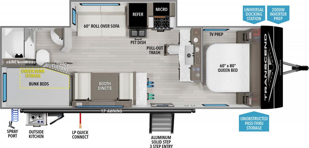 floorplan image of 2024 GRAND DESIGN TRANSCEND XPLOR 26BHX